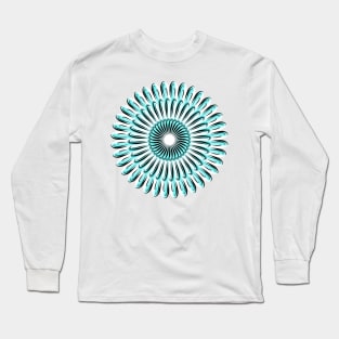 Teal Hook Flower Long Sleeve T-Shirt